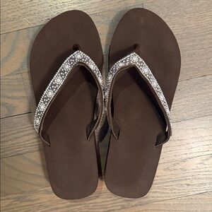 Chic Brown Sandals with Rhinestone Accents